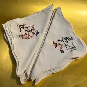 Embroidered Floral Handkerchiefs (6 total)